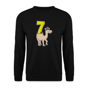 7 birthday 7 years old with animal motif - seven - Unisex Sweatshirt - black - Front - Alina (178cm) & Michal (187cm)