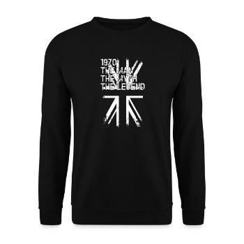 Typographie grunge britannique des années 1970 Union Jack - Sweat-shirt Unisexe - noir - Devant - Alina (178cm) & Michal (187cm)