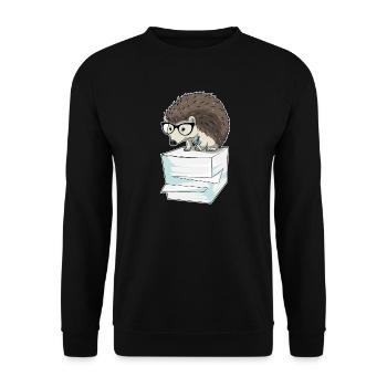 Bureau de la pile de papier du secrétaire hérisson - Sweat-shirt Unisexe - noir - Devant - Alina (178cm) & Michal (187cm)