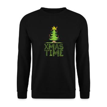 xmas time Baum Farben Stern Wald Bäume Symbol Icon - Unisex Pullover - Schwarz - Vorne - Alina (178cm) & Michal (187cm)