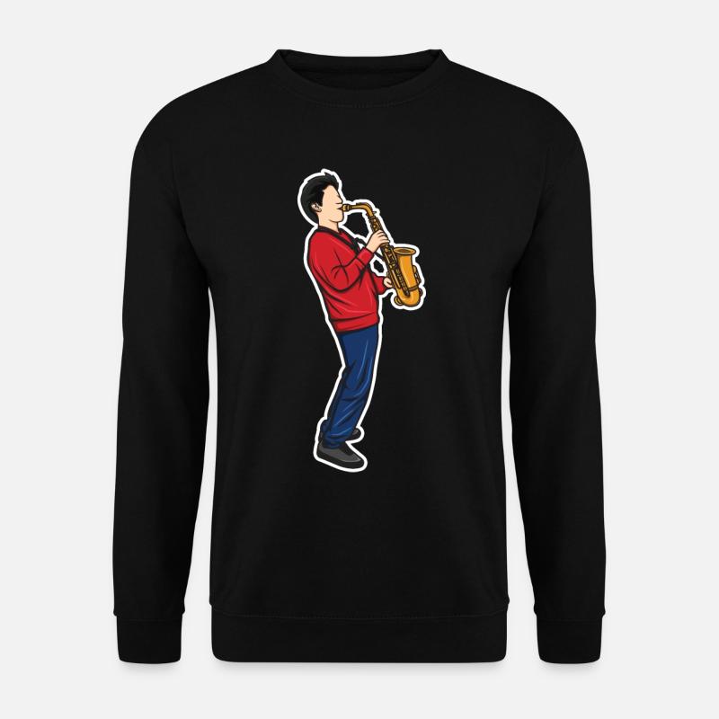 Lustiger Saxophonjunge - Unisex Pullover - Schwarz