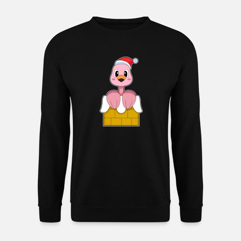 Flamingo Weihnachten Steinmauer - Unisex Pullover - Schwarz