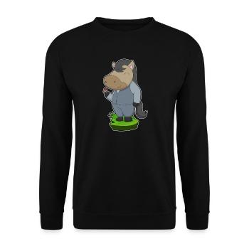 Horse Groom Wedding Ring Wedding - Unisex Sweatshirt - black - Front - Alina (178cm) & Michal (187cm)