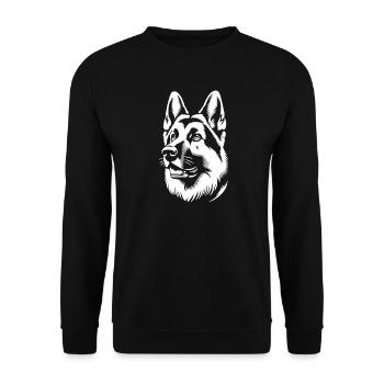 Berger allemand silhouette blanche de la tête - Sweat-shirt Unisexe - noir - Devant - Alina (178cm) & Michal (187cm)