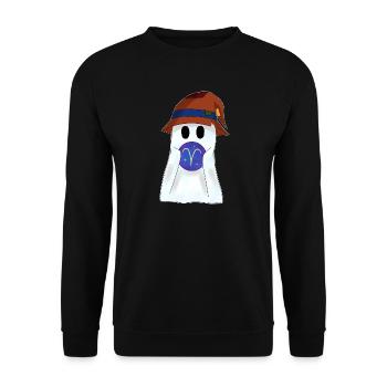 Astrologischer Widder Tierkreiszeichnertop - Unisex Pullover - Schwarz - Vorne - Alina (178cm) & Michal (187cm)