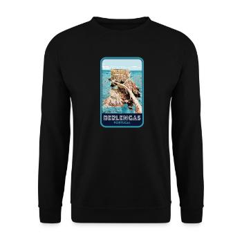 Illustration des Îles Berlengas, Peniche - Sweat-shirt Unisexe - noir - Devant - Alina (178cm) & Michal (187cm)
