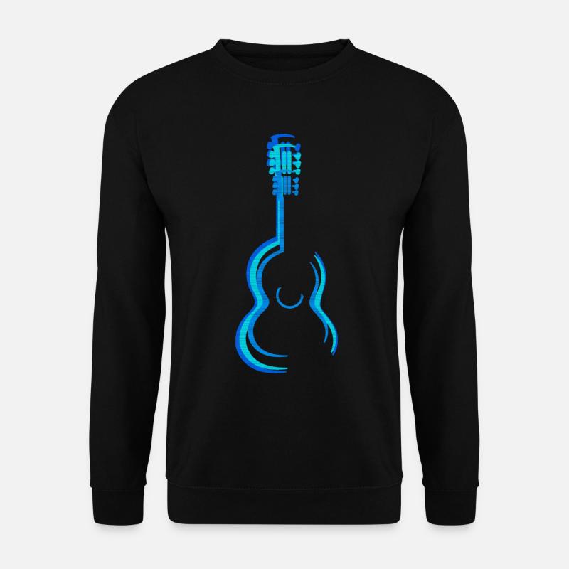 Blaue akustische Konzertgitarrengrafik - Unisex Pullover - Schwarz