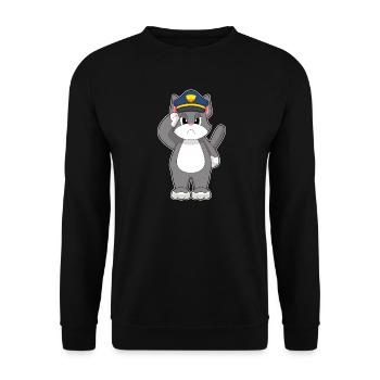 Cat, Policeman, Police - Unisex Sweatshirt - black - Front - Alina (178cm) & Michal (187cm)