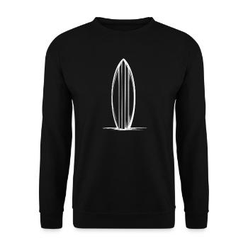 Surf Board/Surfbrett im Sand - Unisex Pullover - Schwarz - Vorne - Alina (178cm) & Michal (187cm)