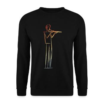 Flute Player Drawing Retro - Unisex Sweatshirt - black - Front - Alina (178cm) & Michal (187cm)