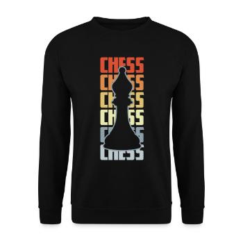 Vintage Schach - Unisex Pullover - Schwarz - Vorne - Alina (178cm) & Michal (187cm)