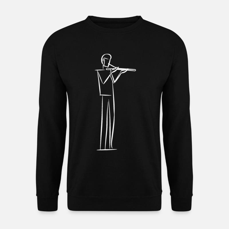 Flötist Line Art - Unisex Pullover - Schwarz