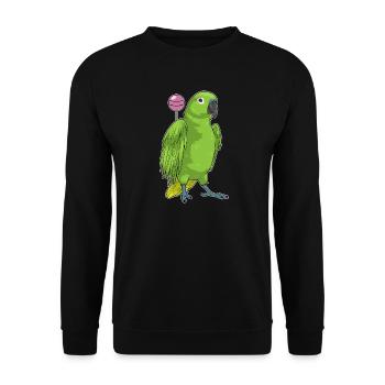 Papagei Lollipop - Unisex Pullover - Schwarz - Vorne - Alina (178cm) & Michal (187cm)