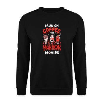 Horrorfilme und Kaffee - Unisex Pullover - Schwarz - Vorne - Alina (178cm) & Michal (187cm)