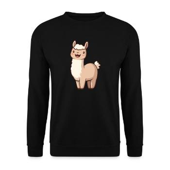 Mignon alpaga souriant heureux - Adorable dessin animé - Sweat-shirt Unisexe - noir - Devant - Alina (178cm) & Michal (187cm)