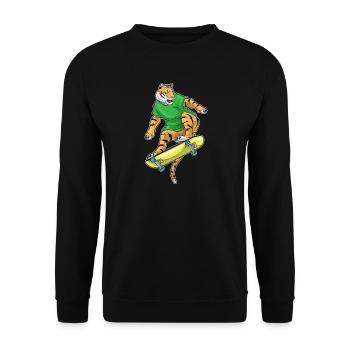 Tiger Skater Skateboard - Unisex Pullover - Schwarz - Vorne - Alina (178cm) & Michal (187cm)