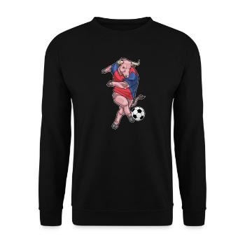 Stier Fußballspieler Fußball - Unisex Pullover - Schwarz - Vorne - Alina (178cm) & Michal (187cm)
