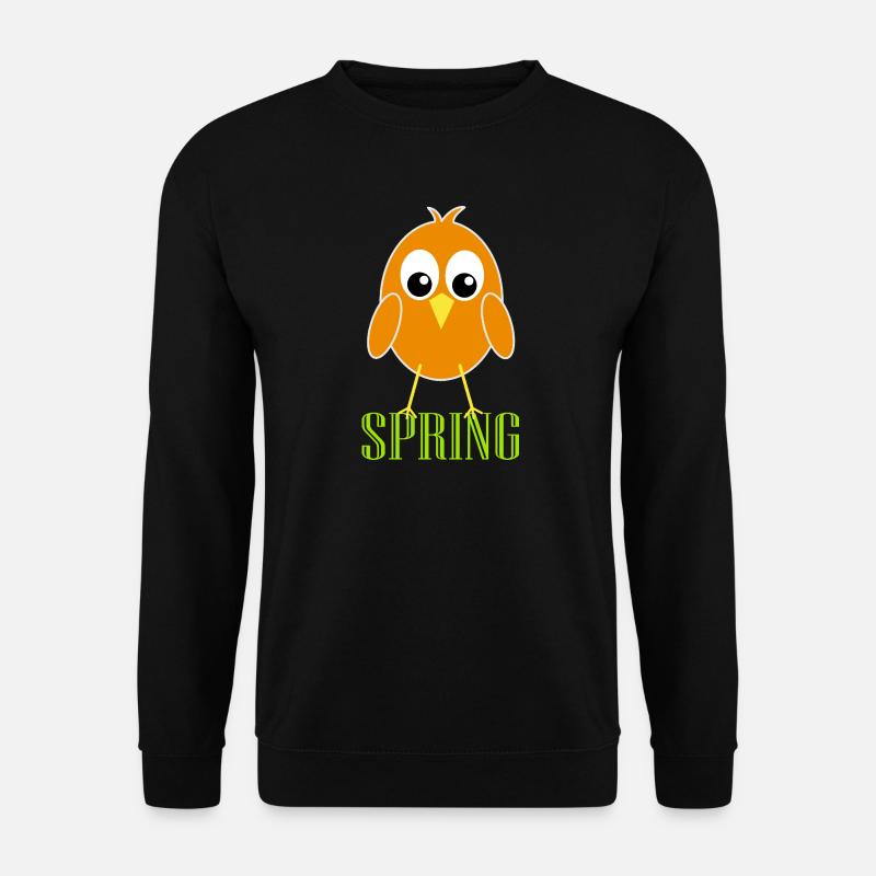 verspielter Frühlingsvogel mit großen Augen - Unisex Pullover - Schwarz