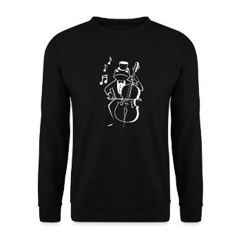 Frosch spielt Kontrabass - lustiger Kontrabassist - Unisex Pullover - Schwarz - Vorne - Alina (178cm) & Michal (187cm)