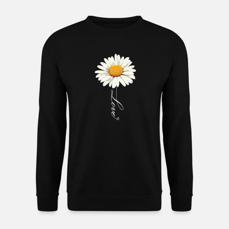 Gänseblümchenblume mit Liebe Skript - Unisex Pullover - Schwarz