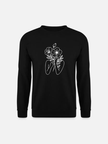 Minimalistisches florales Strichzeichnungsdesign - Unisex Pullover - Schwarz