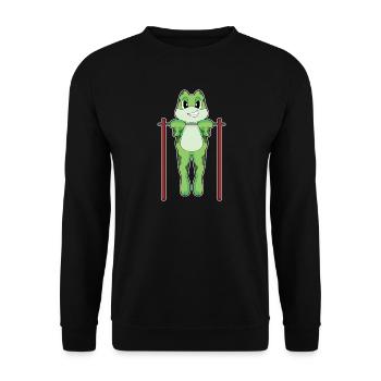 Frosch Bodybuilder Klimmzüge Bodybuilding - Unisex Pullover - Schwarz - Vorne - Alina (178cm) & Michal (187cm)