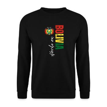 Hergestellt in Bolivien, vertikales Design - Unisex Pullover - Schwarz - Vorne - Alina (178cm) & Michal (187cm)