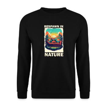 Gaming und Natur im Retro-Style - Unisex Pullover - Schwarz - Vorne - Alina (178cm) & Michal (187cm)