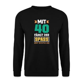 Funny 40th Birthday Gift Birthday Shirt - Unisex Sweatshirt - black - Front - Alina (178cm) & Michal (187cm)