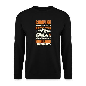 Camping Spruch Camper Lustig Wohnmobil Wohnwagen  - Unisex Pullover - Schwarz - Vorne - Alina (178cm) & Michal (187cm)
