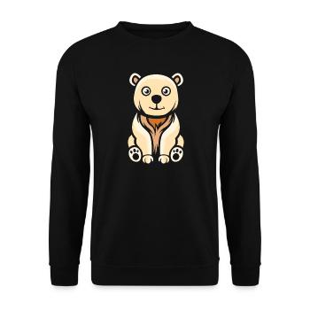 Niedlicher Cartoon-Eisbär Wintermotiv - Unisex Pullover - Schwarz - Vorne - Alina (178cm) & Michal (187cm)