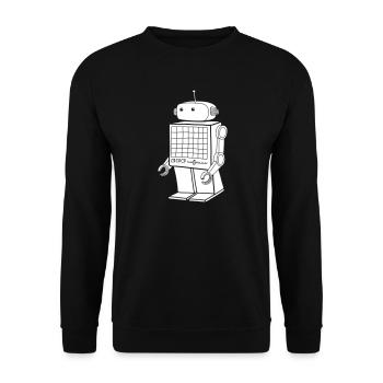 Retro Roboter – Vintage KI Android Design - Unisex Pullover - Schwarz - Vorne - Alina (178cm) & Michal (187cm)