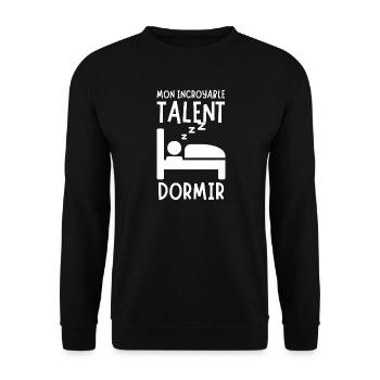 Humour Talent Dormir Sieste Cadeau Dormeur - Sweat-shirt Unisexe - noir - Devant - Alina (178cm) & Michal (187cm)