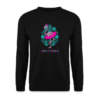 Fancy To The Bone 8e anniversaire Flamant rose - Sweat-shirt Unisexe - noir - Devant - Alina (178cm) & Michal (187cm)