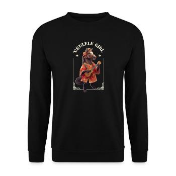 Ukulele girl horse - Unisex Pullover - Schwarz - Vorne - Alina (178cm) & Michal (187cm)