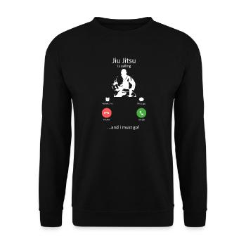 Jiu Jitsu ruft lustige Kampfsport-Slogans - Unisex Pullover - Schwarz - Vorne - Alina (178cm) & Michal (187cm)