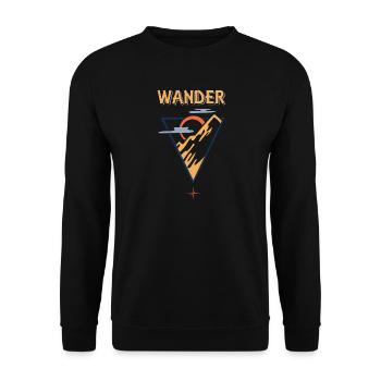Berg Sonne Wolken - Wandern Motiv - Unisex Pullover - Schwarz - Vorne - Alina (178cm) & Michal (187cm)