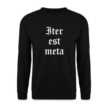 Iter est Meta Blackletter Print - Sweat-shirt Unisexe - noir - Devant - Alina (178cm) & Michal (187cm)