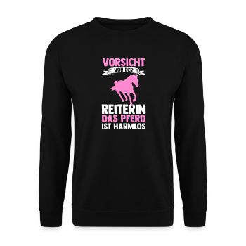 Reiten Pferdeliebhaber Reiterhof Pferde - Unisex Pullover - Schwarz - Vorne - Alina (178cm) & Michal (187cm)