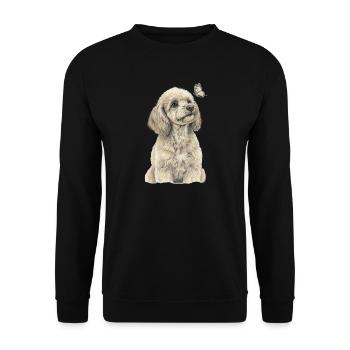 Poodle with Butterfly Dog Goldendoodle - Unisex Sweatshirt - black - Front - Alina (178cm) & Michal (187cm)