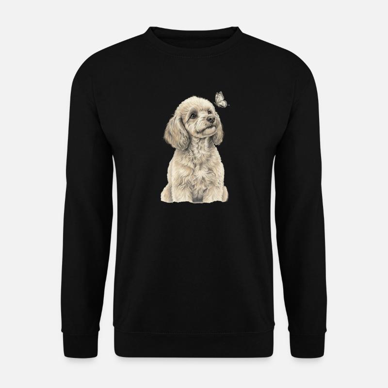 Poodle with Butterfly Dog Goldendoodle - Unisex Sweatshirt - black