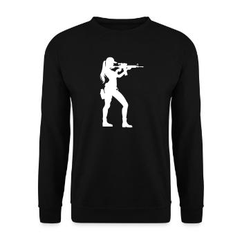 Soldat Frau - Unisex Pullover - Schwarz - Vorne - Alina (178cm) & Michal (187cm)