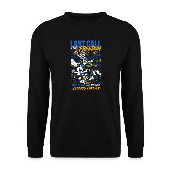 Last Call For Freedom Bachelor Party - Unisex Sweatshirt - black - Front - Alina (178cm) & Michal (187cm)