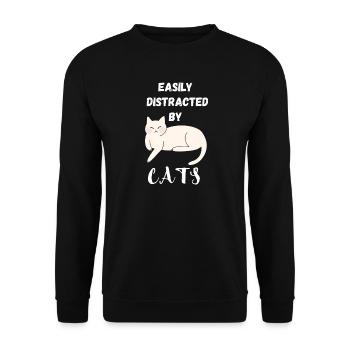 Leicht von Katzen abgelenkt - Unisex Pullover - Schwarz - Vorne - Alina (178cm) & Michal (187cm)