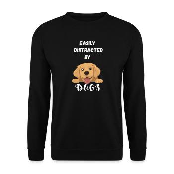 Leicht von Hunden abgelenkt - Unisex Pullover - Schwarz - Vorne - Alina (178cm) & Michal (187cm)