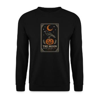 Gruseliger Halloween-Rabe - Unisex Pullover - Schwarz - Vorne - Alina (178cm) & Michal (187cm)