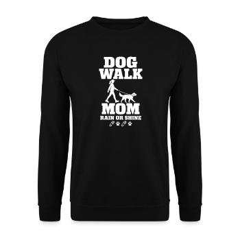 Hundemama Gassi – Dog Walk Mom Rain or Shine - Unisex Pullover - Schwarz - Vorne - Alina (178cm) & Michal (187cm)
