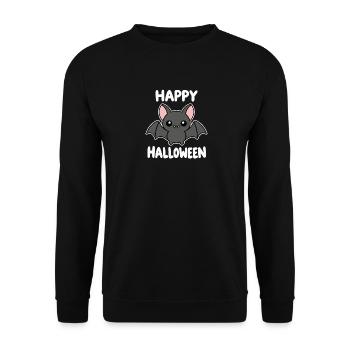 Happy Halloween Fledermaus - Unisex Pullover - Schwarz - Vorne - Alina (178cm) & Michal (187cm)
