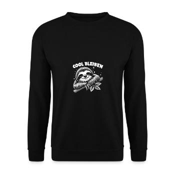 Süßes schläfriges Faultier immer mit der Ruhe - Unisex Pullover - Schwarz - Vorne - Alina (178cm) & Michal (187cm)