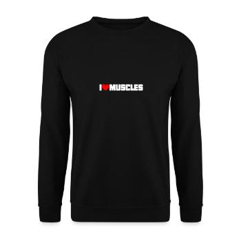I Love Muscles Weightlifter Gym - Unisex Pullover - Schwarz - Vorne - Alina (178cm) & Michal (187cm)